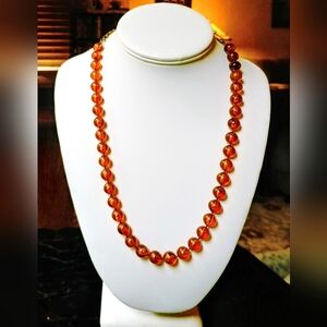 Vintage 1940s Acrylic Faux Amber Bead Necklace